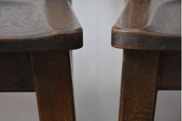 中古　美品　永田良介商店　神戸洋家具　落ち着きのあるシックな佇まいが魅力のラダー型食堂椅子2脚セット(ダイニングチェア、ラダーバックチェア、ワークチェア、板座チェア、椅子、イス)(R-065702)