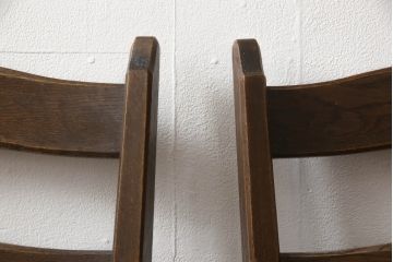 中古　美品　永田良介商店　神戸洋家具　落ち着きのあるシックな佇まいが魅力のラダー型食堂椅子2脚セット(ダイニングチェア、ラダーバックチェア、ワークチェア、板座チェア、椅子、イス)(R-065703)