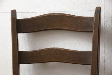 中古　美品　永田良介商店　神戸洋家具　落ち着きのあるシックな佇まいが魅力のラダー型食堂椅子2脚セット(ダイニングチェア、ラダーバックチェア、ワークチェア、板座チェア、椅子、イス)(R-065703)