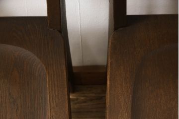 中古　美品　永田良介商店　神戸洋家具　落ち着きのあるシックな佇まいが魅力のラダー型食堂椅子2脚セット(ダイニングチェア、ラダーバックチェア、ワークチェア、板座チェア、椅子、イス)(R-065703)