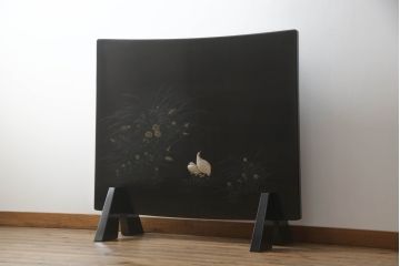 和製ビンテージ　香川漆器　繊細な色づかいに目を奪われる総漆塗りの衝立て(つい立て、衝い立て、パーテーション、仕切り、ヴィンテージ)(R-065707)