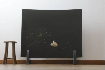 和製ビンテージ　香川漆器　繊細な色づかいに目を奪われる総漆塗りの衝立て(つい立て、衝い立て、パーテーション、仕切り、ヴィンテージ)(R-065707)