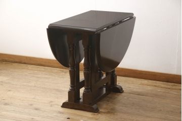 中古　美品!!　松本民芸家具　脚のデザインがシックな27型バタフライ卓(ドロップリーフテーブル、ダイニングテーブル、バタフライテーブル、エクステンションテーブル、食卓、2人掛け、4人掛け)(定価約20万円)(R-065709)