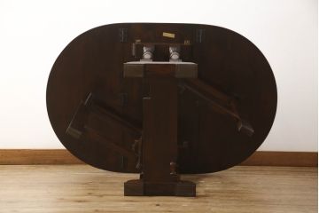 中古　美品!!　松本民芸家具　脚のデザインがシックな27型バタフライ卓(ドロップリーフテーブル、ダイニングテーブル、バタフライテーブル、エクステンションテーブル、食卓、2人掛け、4人掛け)(定価約20万円)(R-065709)