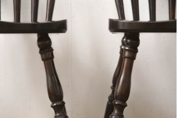 中古　美品　松本民芸家具　上品な佇まいが魅力のSP型スピンドルチェア2脚セット(板座チェア、椅子、イス、ダイニングチェア)(R-065716)