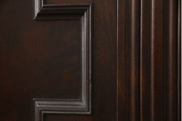 中古　美品　松本民芸家具　デザインが印象的なD型サイドボード(収納棚、戸棚、サイドキャビネット)(定価約59万8千円)(R-065718)