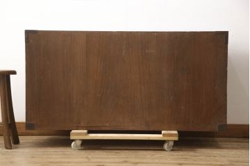 和製アンティーク　美品　前面欅(ケヤキ)　金具の立派な佐渡箪笥ローボード(小木箪笥、和たんす、時代箪笥、収納箪笥、引き出し、整理箪笥)(R-065736)