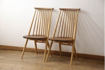 中古　展示美品　柏木工　CC71K(ウォールナットWP+オークNP)　CIVIL(シビル)　シンプルながらデザイン性を感じられるダイニングチェア2脚セット(板座チェア、椅子、イス)(R-065748)