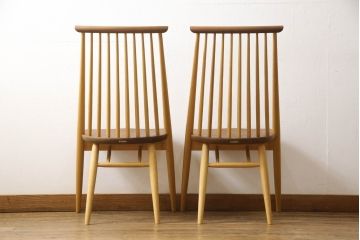 中古　展示美品　柏木工　CC71K(ウォールナットWP+オークNP)　CIVIL(シビル)　シンプルながらデザイン性を感じられるダイニングチェア2脚セット(板座チェア、椅子、イス)(R-065748)