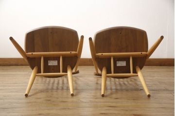 中古　展示美品　柏木工　CC71K(ウォールナットWP+オークNP)　CIVIL(シビル)　シンプルながらデザイン性を感じられるダイニングチェア2脚セット(板座チェア、椅子、イス)(R-065748)