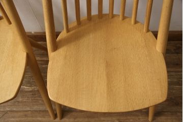 中古　展示美品　柏木工　CC71A(オーク)　CIVIL(シビル)　シンプルながらデザイン性を感じられるダイニングチェア2脚セット(板座チェア、椅子、イス)(R-065750)