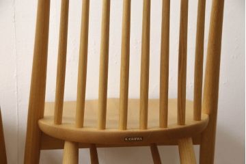 中古　展示美品　柏木工　CC71A(オーク)　CIVIL(シビル)　シンプルながらデザイン性を感じられるダイニングチェア2脚セット(板座チェア、椅子、イス)(R-065750)