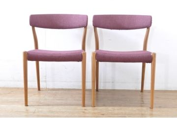 中古　展示品　Ritzwell(リッツウェル)　CHARLIE(チャーリー)　フォルムの美しさが魅力のクッション付きチェア2脚セット(ダイニングチェア、椅子、イス、バラ売り可能)(R-065760)