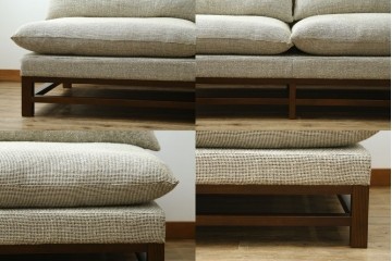 新古　未使用展示品　Ritzwell(リッツウェル)　GRAND LEEWISE(グランドリーワイズ)　和モダンなコーディネートに活躍してくれる肘なし2人掛けソファ&オットマン&サイドテーブル3点セット　定価3点計約75万円　(R-065765)