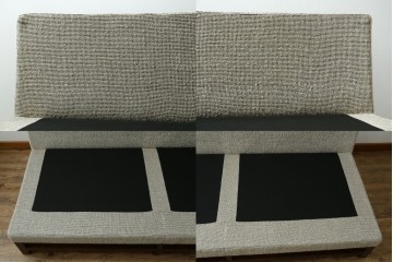 新古　未使用展示品　Ritzwell(リッツウェル)　GRAND LEEWISE(グランドリーワイズ)　和モダンなコーディネートに活躍してくれる肘なし2人掛けソファ&オットマン&サイドテーブル3点セット　定価3点計約75万円　(R-065765)