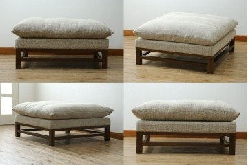新古　未使用展示品　Ritzwell(リッツウェル)　GRAND LEEWISE(グランドリーワイズ)　和モダンなコーディネートに活躍してくれる肘なし2人掛けソファ&オットマン&サイドテーブル3点セット　定価3点計約75万円　(R-065765)