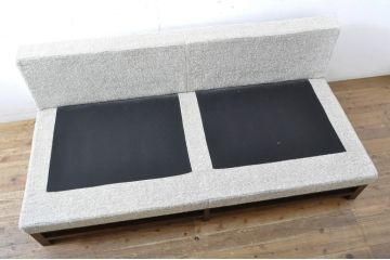 中古　展示品　Ritzwell(リッツウェル)　GRAND LEEWISE(グランドリーワイズ)　和モダンなコーディネートに活躍してくれる肘なし2人掛けソファ&オットマン&サイドテーブル3点セット(ラブソファ、2Pソファ、二人掛け、フットスツール、リビングテーブル、センターテーブル)(定価3点計約75万円)(R-065765)