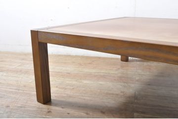 中古　展示品　Ritzwell(リッツウェル)　GRAND LEEWISE(グランドリーワイズ)　和モダンなコーディネートに活躍してくれる肘なし2人掛けソファ&オットマン&サイドテーブル3点セット(ラブソファ、2Pソファ、二人掛け、フットスツール、リビングテーブル、センターテーブル)(定価3点計約75万円)(R-065765)