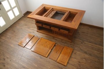 和製ビンテージ　ニレ材　和の趣あふれる囲炉裏テーブル(4人掛けダイニングテーブル、食卓、ヴィンテージ)(R-065774)