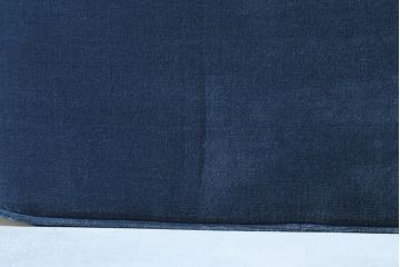 中古　松本民芸家具　#301型曲肘布張イス　上品なブルーカラーが空間のアクセントになる3人掛けソファ(3P、三人掛け、トリプルソファ、アームソファ)(定価約48万円)(R-065776)
