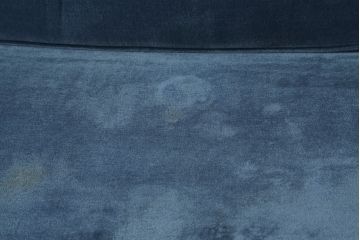 中古　松本民芸家具　#301型曲肘布張イス　上品なブルーカラーが空間のアクセントになる3人掛けソファ(3P、三人掛け、トリプルソファ、アームソファ)(定価約48万円)(R-065776)