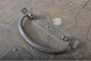 和製アンティーク　タモ材　玉杢　経年によって増した味わいが魅力的な金具付き硯箱(小)(小引き出し、掛硯、掛け硯、筆箱、小物収納、印箱)