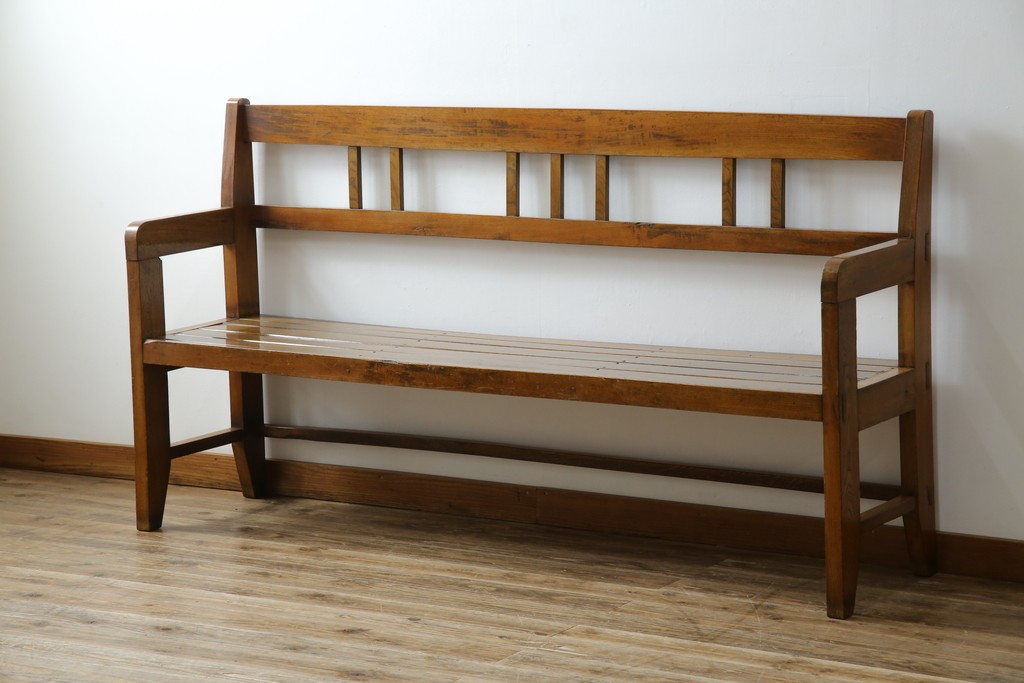 和製アンティーク　栓材　シンプルなデザインが魅力のベンチ　(R-065785)