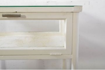 和製アンティーク　お洒落なディスプレイが叶うケビントガラスケース(デンタルケース、デンタルキャビネット、ショーケース、ワゴン、陳列棚、飾り棚、コンソールテーブル、サイドテーブル、店舗什器、平型)(R-065797)