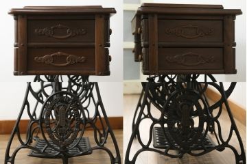 ジャンク品　イギリスアンティーク　SINGER(シンガー)社　置くだけで絵になる素敵な足踏みミシン(シンガーミシン、ミシンテーブル、ミシン台、工業用ミシン、サイドテーブル、ディスプレイ、英国)(R-065801)