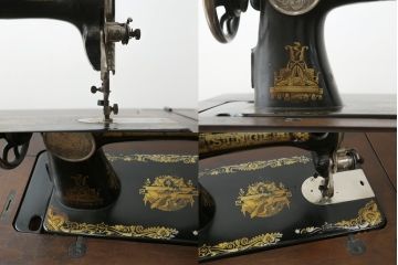 ジャンク品　イギリスアンティーク　SINGER(シンガー)社　置くだけで絵になる素敵な足踏みミシン(シンガーミシン、ミシンテーブル、ミシン台、工業用ミシン、サイドテーブル、ディスプレイ、英国)(R-065801)