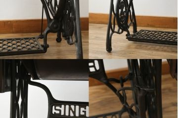 ジャンク品　イギリスアンティーク　SINGER(シンガー)社　置くだけで絵になる素敵な足踏みミシン(シンガーミシン、ミシンテーブル、ミシン台、工業用ミシン、サイドテーブル、ディスプレイ、英国)(R-065801)