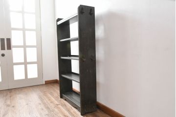 和製アンティーク　ダークカラーがおしゃれ!!和モダンな空間づくりにもおすすめの楔(くさび)式本棚(ブックシェルフ、オープンラック、収納棚、飾り棚)(R-065802)