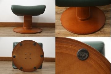 中古　牛本革　ノルウェー　Hjellegjerde(イエリアーダ社)　ノーザンコンフォート　優雅なくつろぎの時間におすすめのリクライニングチェア&オットマン(椅子、アームチェア、フットスツール、北欧、1人掛けソファ)(検索ワード:エコーネス、EKORNES、ストレスレスチェア)(定価約31万円)(R-065805)