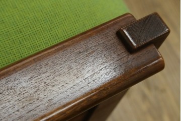 和製ビンテージ　日田工芸　チーク材　鮮やかなグリーンカラーが空間のアクセントになる1人掛けソファ2脚セット　(R-065807)