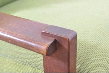 和製ビンテージ　日田工芸　チーク材　鮮やかなグリーンカラーが空間のアクセントになる1人掛けソファ2脚セット(1P、一人掛け、アームチェア、椅子、イス、ヴィンテージ、バラ売り可能)(R-065807)