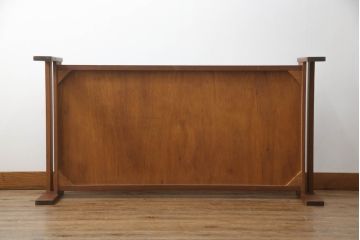 和製ビンテージ　日田工芸　チーク材　スモークがかったガラス天板がおしゃれなセンターテーブル(リビングテーブル、ローテーブル、ヴィンテージ)(R-065808)