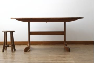 イギリスビンテージ　G-PLAN(ジープラン)　ナチュラルな雰囲気が素敵なダイニングテーブル(エクステンションテーブル、オーバル型、食卓、4人掛け、6人掛け、ヴィンテージ、英国)(R-065824)