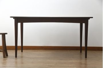 イギリスビンテージ　天板チーク無垢材　緩やかにカーブしたフォルムが美しいダイニングテーブル(4人掛け、6人掛け、8人掛け、エクステンションテーブル、拡張式テーブル、食卓、ヴィンテージ、英国)(R-065826)