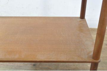 イギリスビンテージ　チーク材　シンプルなデザインがお部屋に馴染みやすいキャスターワゴン(トロリー、ワゴンテーブル、キッチンワゴン、キッチンラック、英国、ヴィンテージ)(R-065830)