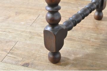 イギリスアンティーク　オーク材　凝った作りの挽物脚が魅力的なラタンスツール(サイドテーブル、椅子、イス、チェア、英国)(R-065836)