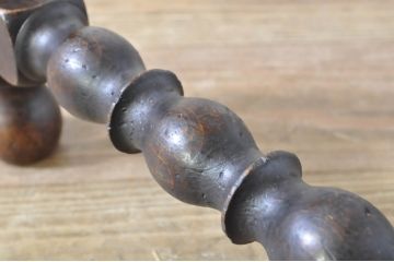 イギリスアンティーク　オーク材　凝った作りの挽物脚が魅力的なラタンスツール(サイドテーブル、椅子、イス、チェア、英国)(R-065836)