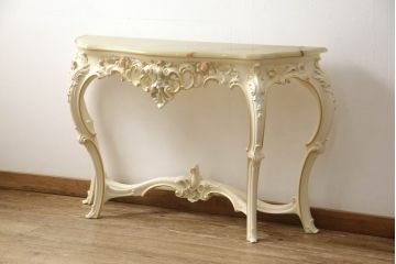 中古　美品　イタリア高級家具　SILIK(シリック)　ロココ調　天板大理石　ゴージャスな空間を演出してくるサイドテーブル(コンソールテーブル、飾り台)(R-065837)