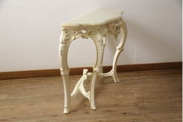 中古　美品　イタリア高級家具　SILIK(シリック)　ロココ調　天板大理石　ゴージャスな空間を演出してくるサイドテーブル(コンソールテーブル、飾り台)(R-065837)