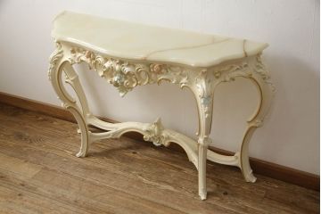 中古　美品　イタリア高級家具　SILIK(シリック)　ロココ調　天板大理石　ゴージャスな空間を演出してくるサイドテーブル(コンソールテーブル、飾り台)(R-065837)