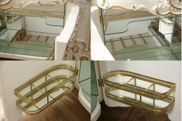 中古　イタリア高級家具　SILIK(シリック)　幅約3mの特大サイズ!!　ロココ調の華やかな装飾が美しいサイドボード(収納棚、戸棚、サイドキャビネット、コンソールテーブル)(定価約200万円)(R-065838)