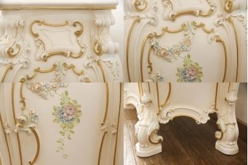 中古　イタリア高級家具　SILIK(シリック)　幅約3mの特大サイズ!!　ロココ調の華やかな装飾が美しいサイドボード(収納棚、戸棚、サイドキャビネット、コンソールテーブル)(定価約200万円)(R-065838)