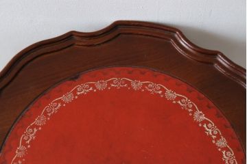 イギリスビンテージ　レザートップが目を惹くワインテーブル(サイドテーブル、コーヒーテーブル、カフェテーブル、丸テーブル、ラウンドテーブル、花台、英国、ヴィンテージ)(R-065843)