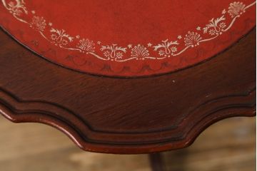 イギリスビンテージ　レザートップが目を惹くワインテーブル(サイドテーブル、コーヒーテーブル、カフェテーブル、丸テーブル、ラウンドテーブル、花台、英国、ヴィンテージ)(R-065843)