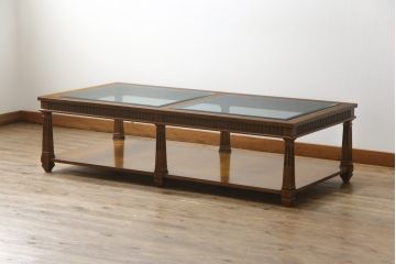 中古　DREXEL HERITAGE(ドレクセルヘリテイジ)　高級感たっぷりなガラストップのセンターテーブル(ローテーブル、リビングテーブル、カクテルテーブル)(定価約60万円)(R-065859)