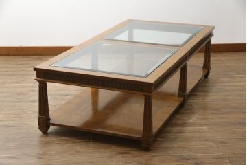 中古　DREXEL HERITAGE(ドレクセルヘリテイジ)　高級感たっぷりなガラストップのセンターテーブル(ローテーブル、リビングテーブル、カクテルテーブル)(定価約60万円)(R-065859)